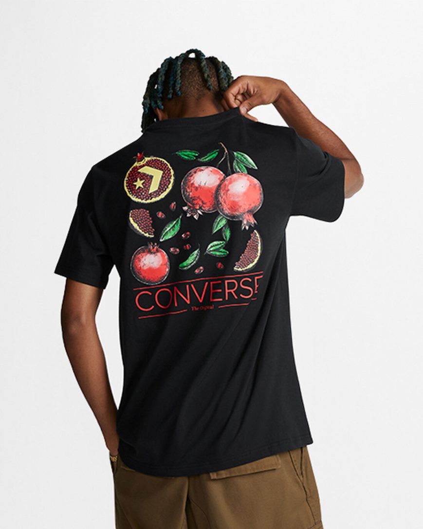 Camiseta Converse Pomegranate Gráficas Masculino Pretas | PT C0470P8